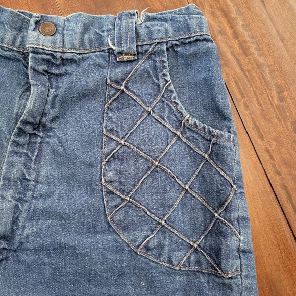 Vintage 1970s High Waisted Denim Shorts with Diamond Lattice Design - Picture 2 of 9
